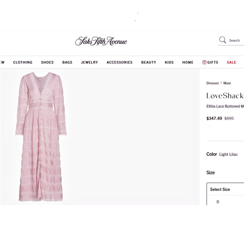 LoveShackFancy Ellitia Victorian Lace Buttoned Maxi Dress in Light Lilac 2  $695 - Picture 2 of 16